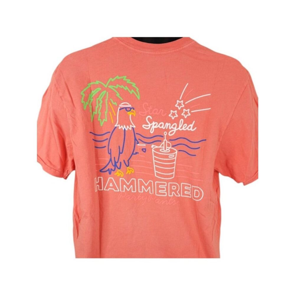 Party Pants T Shirt Mens Size Large Pink Star Spangled Hammered Tropical Beach